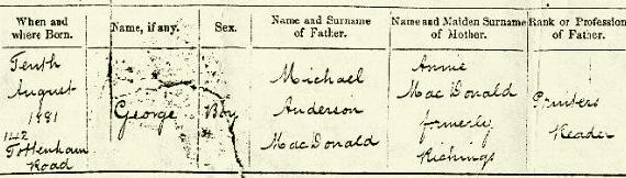 George's birth certificate