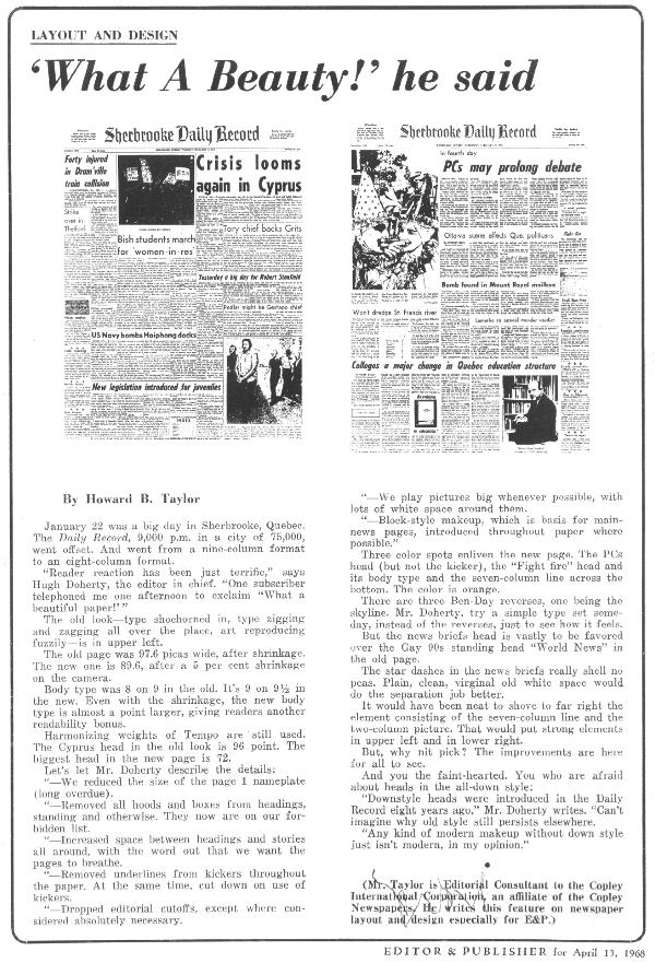 Editor and Publisher article