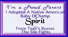 I adopted my Native American DChamp, Spirit, from the Braves!