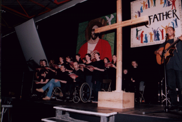 Jo Boyce (extreme right) and the Celebrate 99/SPEC choir'