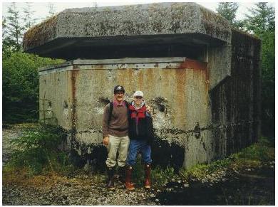 My dad and me by the Battery Command (BC) for battery 291 on Biorka Island