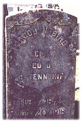 Jacob Noe Bird's Civil War Tombstone Picture