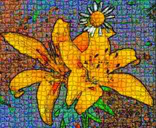 Yelloe Lily & Daisy Mosaic by Cheryl Lynne Bradley