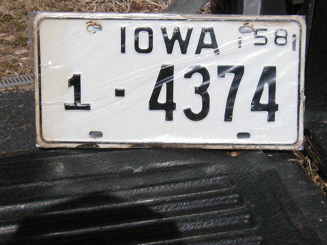 1958 Iowa Plate