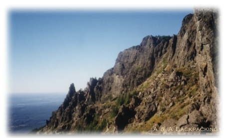 at the top, looking at rocks and view towards Seattle