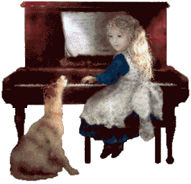 Aminated girl playing piano
