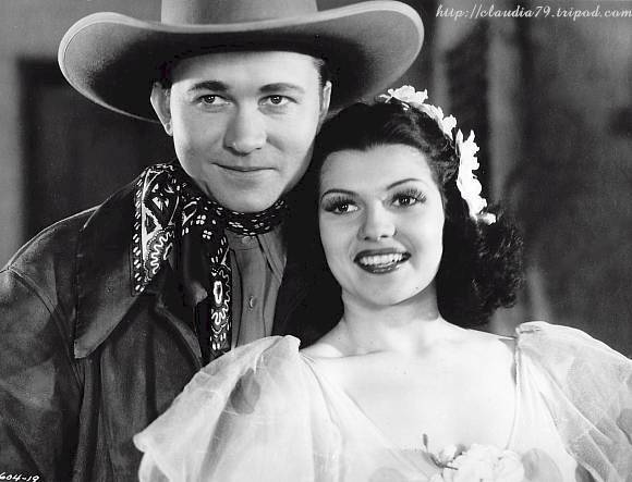 Rita Cansino with Tex Ritter in Trouble in Texas