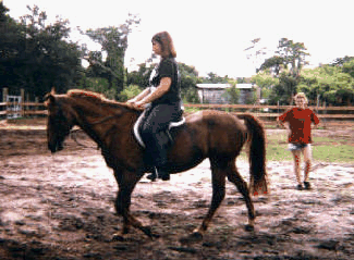 Lindsey demonstrating proper riding posture