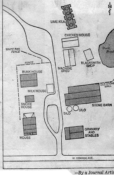 map showing farm buildings