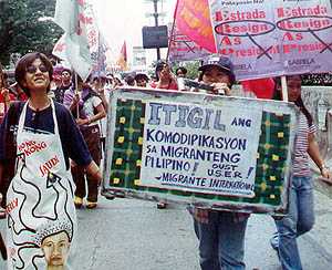 Stop the commodification of Filipinos! -- shouts from Migrante International.