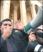 MP addressing crowds calling for Mr Shevardnadze's resignation