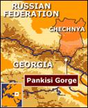 Map of Georgia showing Pankisi gorge