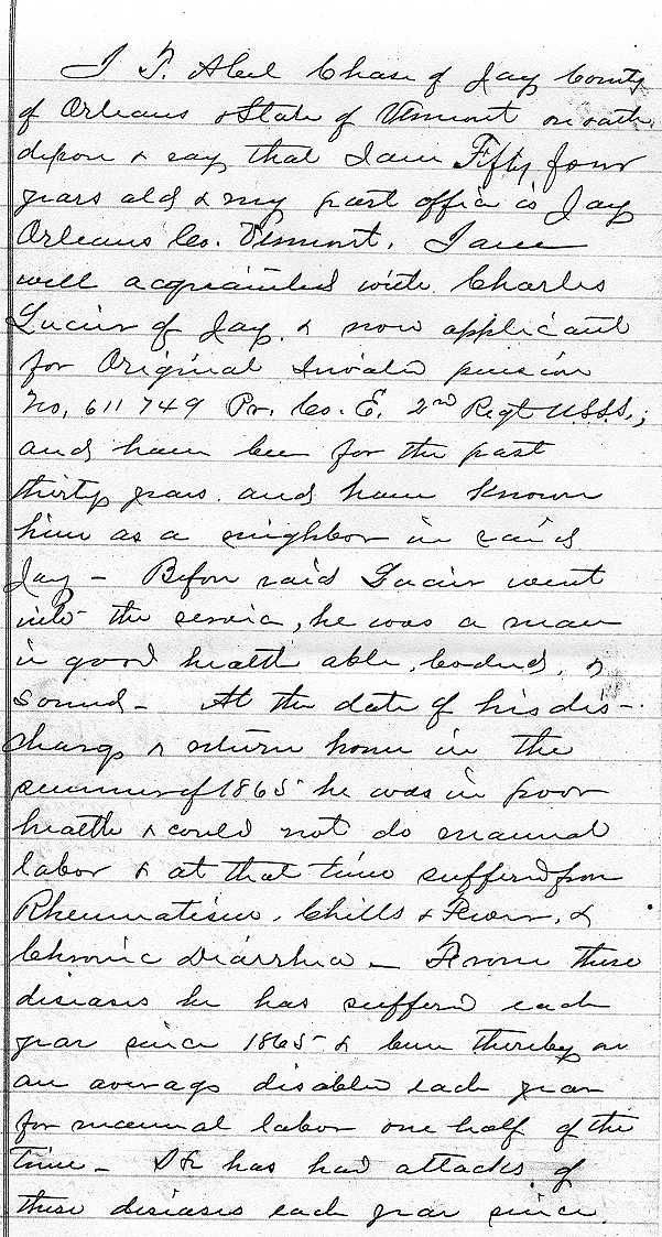 Deposition of J. A. Chase, Page 1 of 2.