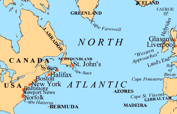 Map of North Atlantic