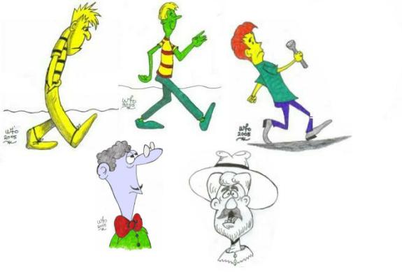 The yellow guy walking along sadly is one of my cartoons that excited some praise.  He is modelled on a character drawn by Bruce Blitz.