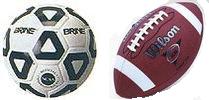 a picture of a  soccer ball and a footbal.