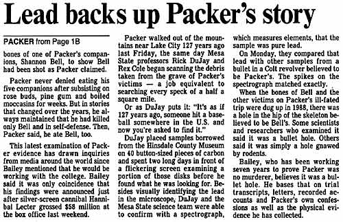 Lead backs up Alferd Packer's Story