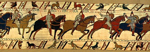 Bayeux Tapestry, panel 38: Norman bowman advance within arrow range