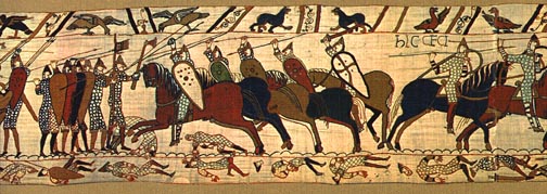 Bayeux Tapestry, panel 41: The English bravely stand up and fight