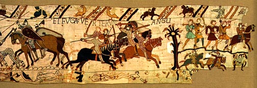 Bayeux Tapestry, panel 48. The end: The English turned in flight
