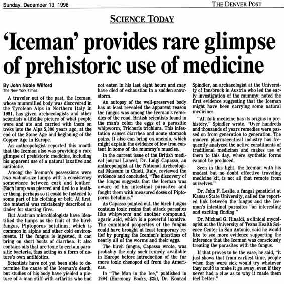 Iceman's Prehistoric Use of Medicines