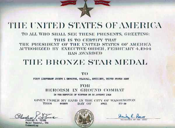 Bronze Star Certificate