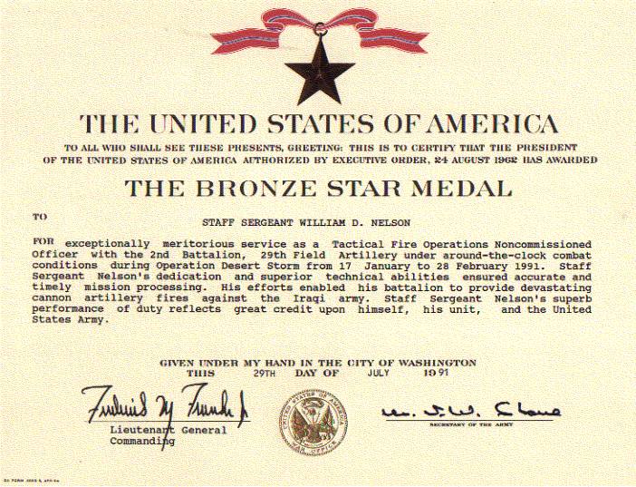 Bronze Star Citation