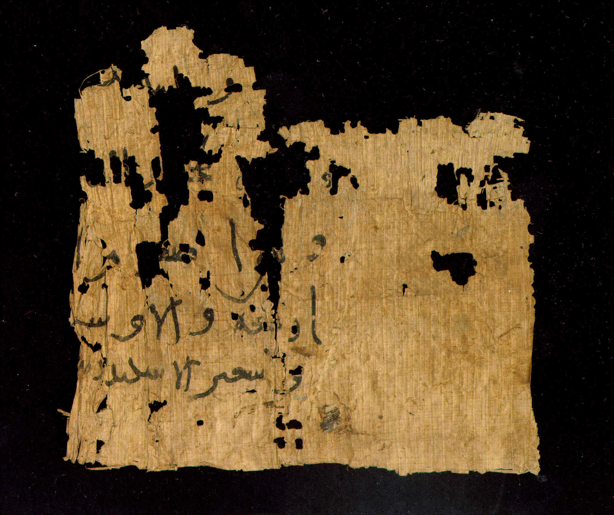 Arabic Documentary Papyrus, Enlarged View - Recto