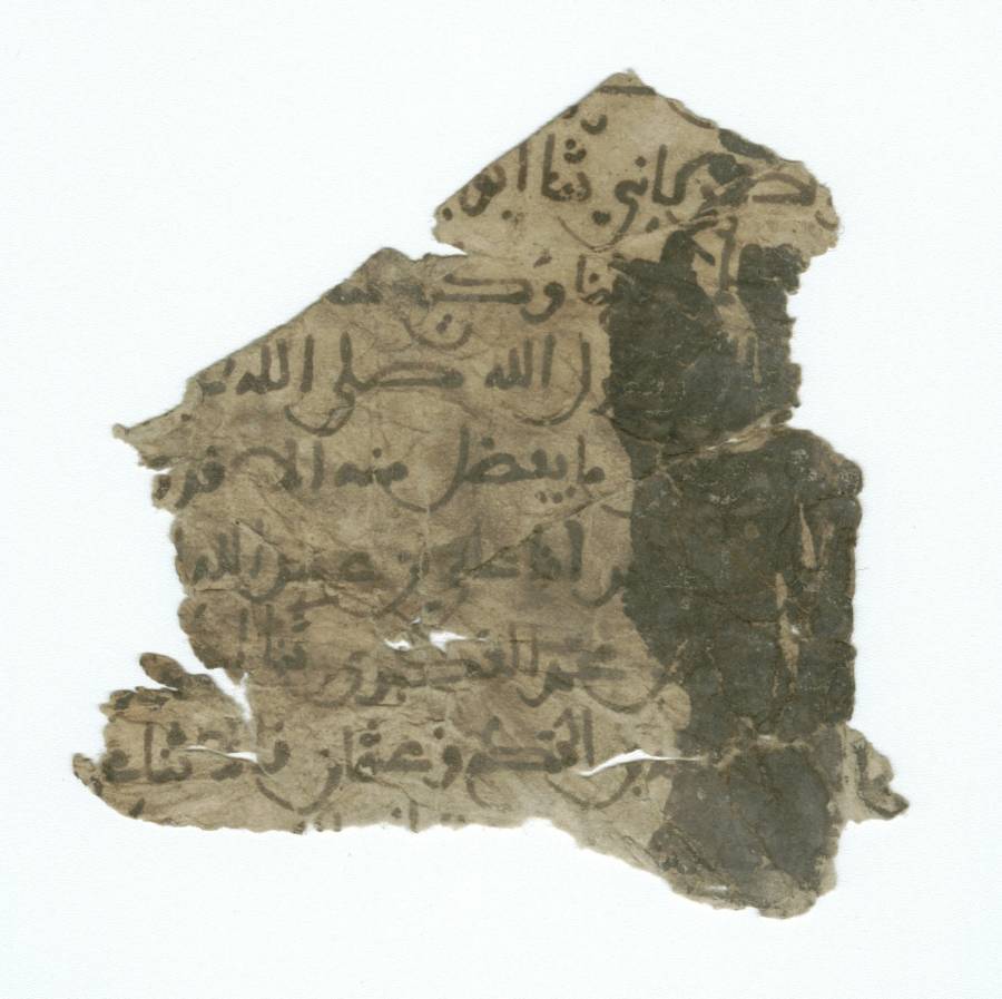 Arabic Paper Manuscript Fragment, Enlarged View - Recto
