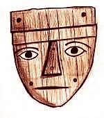 Drawing of a wooden mummy mask