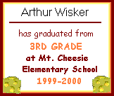 Arthur's 3rd Grade Certificate
