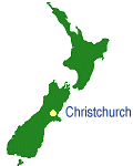 Map of NZ showing Christchurch