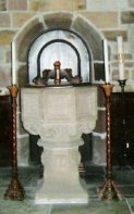 500 year old Font at Holy cross Church