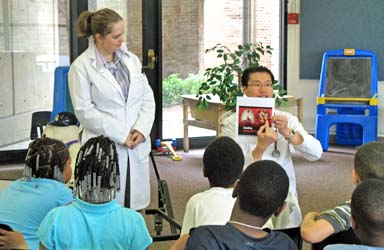 Students viewing medical pictures