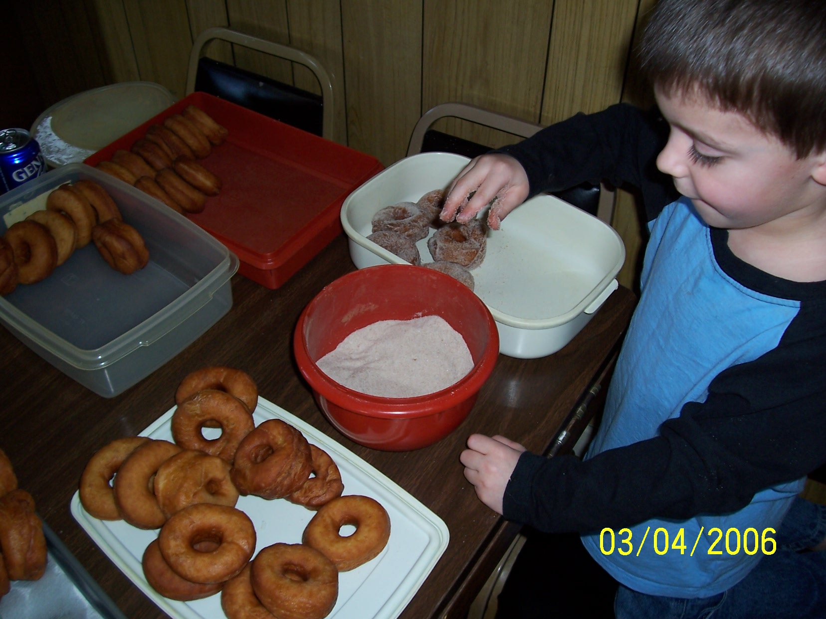 Gage and homemade cinnamon donuts